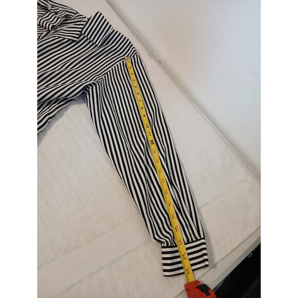 Notations Black White Striped Blouse XL Button Front Long-Sleeve Career Office - Picture 12 of 14